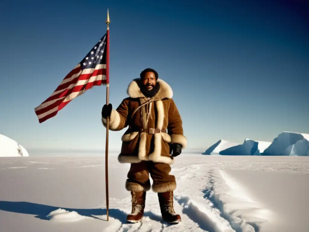 Matthew Henson en el Polo Norte, paisaje helado y vasto, aventura y perseverancia