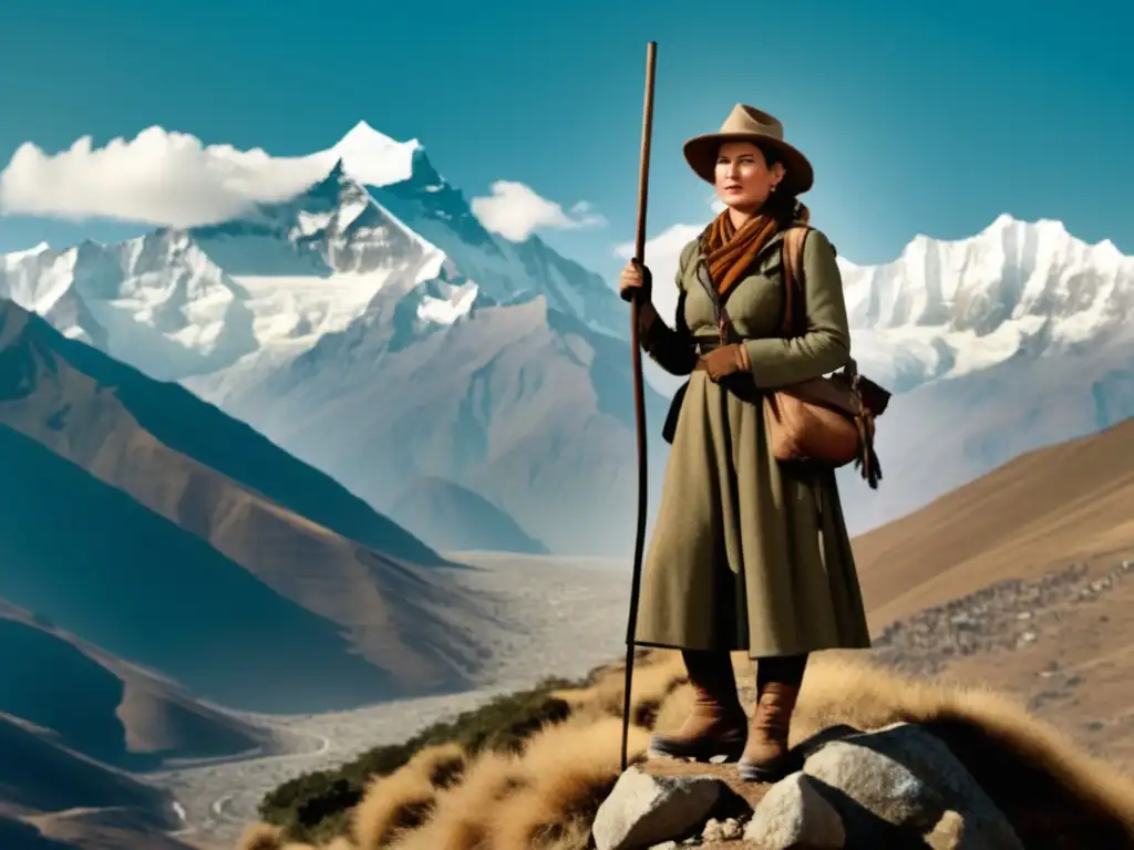 Fanny Bullock Workman en los picos nevados del Himalaya, una imagen vintage que captura su espíritu aventurero