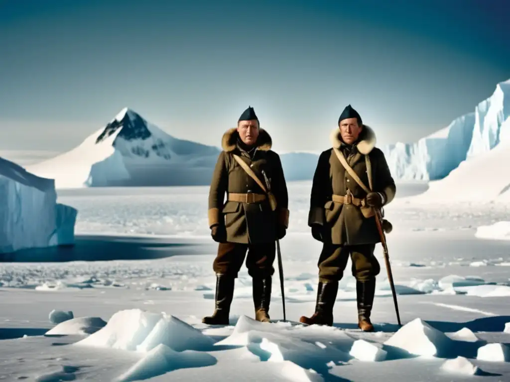 Exploradores Scott y Amundsen en la conquista del Polo Sur -