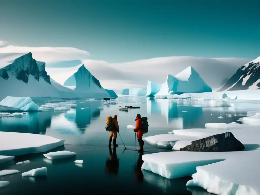 Exploradores polares: Vintage imagen de aventura y supervivencia en paisaje helado