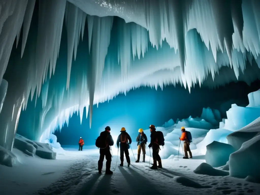 Exploradores maravillados por cuevas de hielo en la Antártida