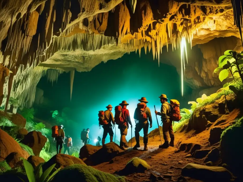 La última aventura: explorando cuevas misteriosas y sin mapa, con exploradores fascinados por la belleza natural