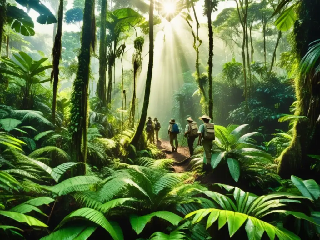 Exploradores en una selva amazónica exuberante, en busca de la ciudad perdida de Z