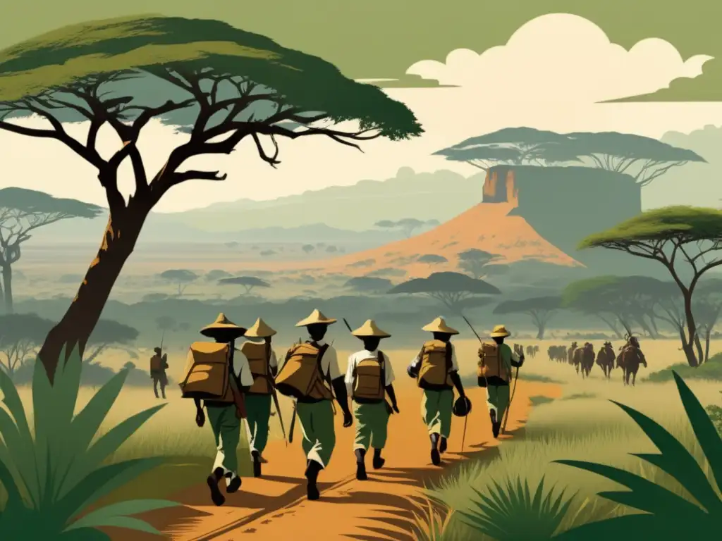 Ilustración vintage de la exploración africana en el siglo XIX