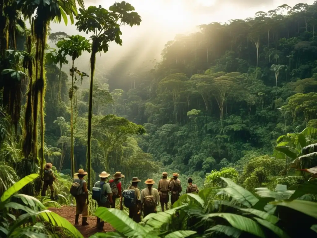 Exploradores en expediciones al Amazonas en la selva densa y emocionante