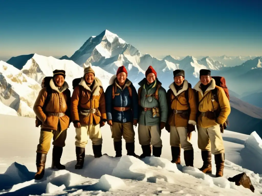 Exploradores triunfantes en la cima del Cho Oyu, el Tíbet