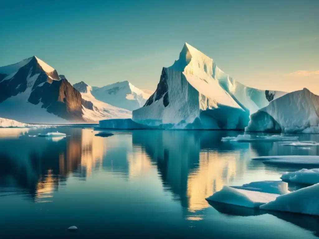 Paisaje helado con iceberg, montañas nevadas y focas nadando - La influencia de Leif Erikson en la historia mundial: Un aporte inesperado