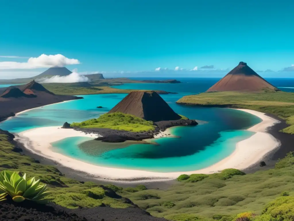 Imagen vintage 8k de las impresionantes Islas Galápagos, con paisajes naturales, fauna y flora única, y picos volcánicos majestuosos