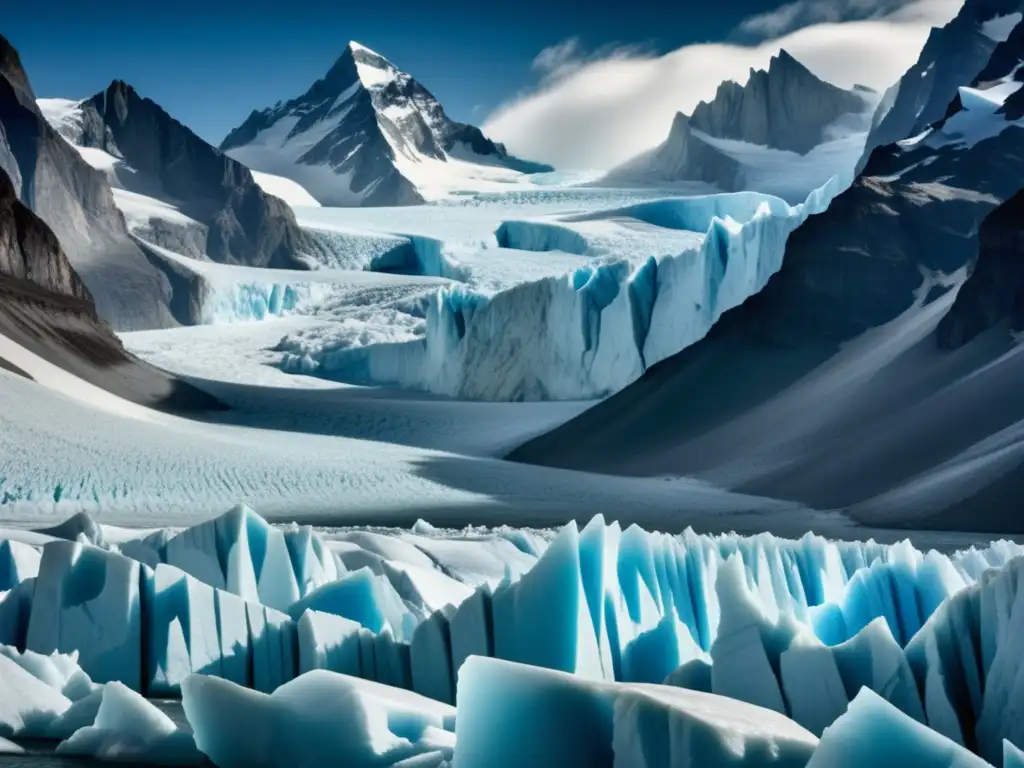 Glaciar imponente y montañas nevadas: Alerta cambio climático