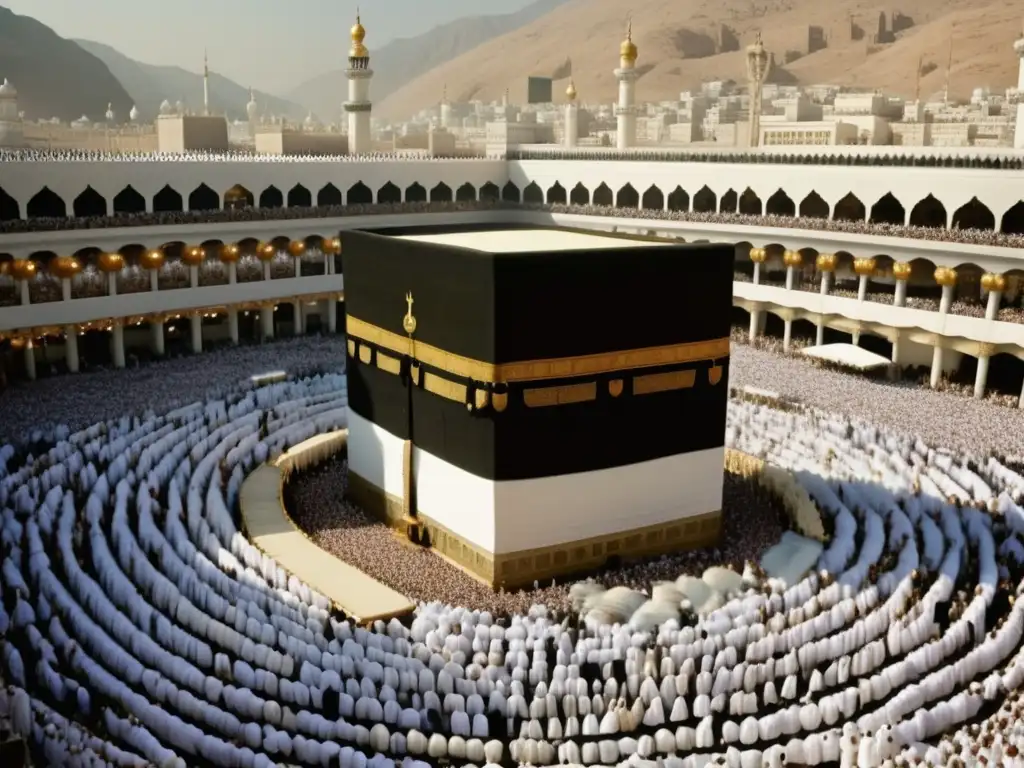 Ritual sagrado de Tawaf alWida en la Kaaba durante la peregrinación Hajj