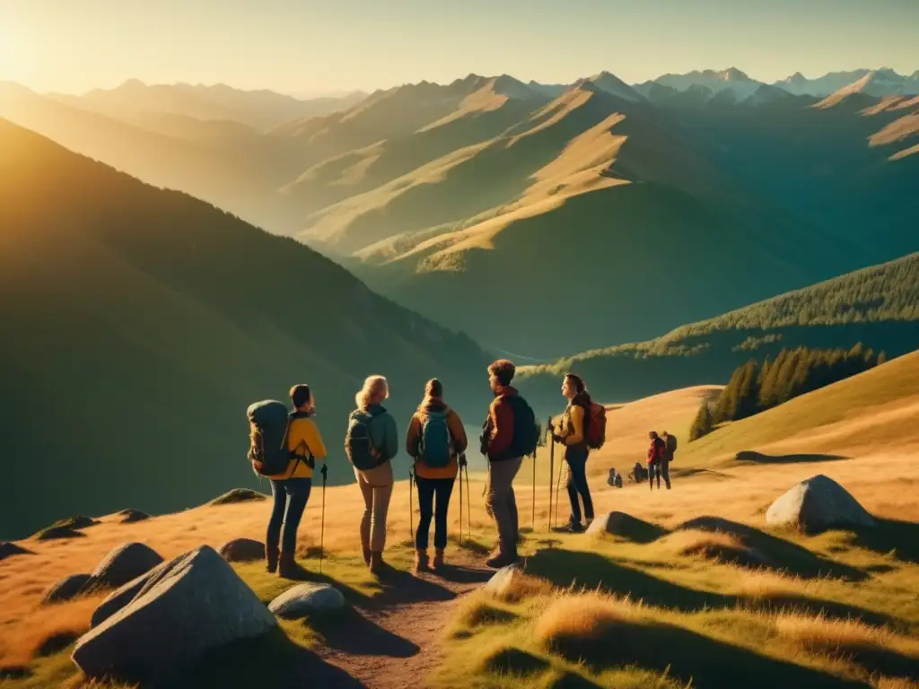 Hikers en montaña: Conversación empática y comprensiva, ambiente armonioso