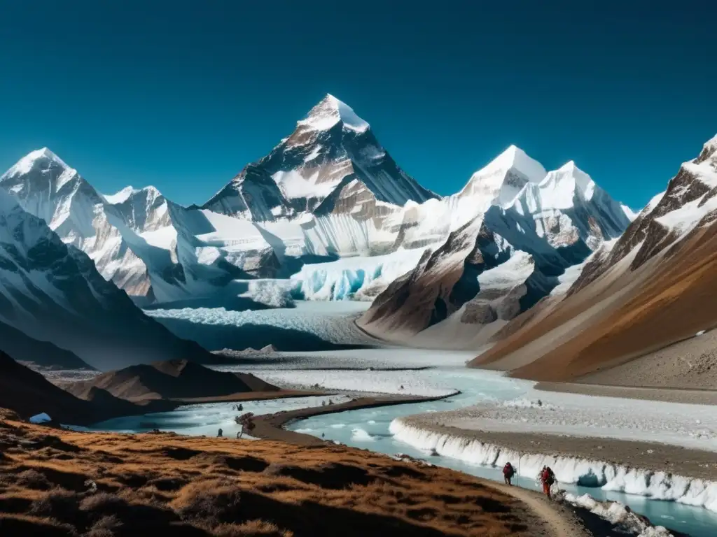 Expedición de Hillary al Everest: fotografía de montaña 8k con paisaje impresionante y escaladores valientes