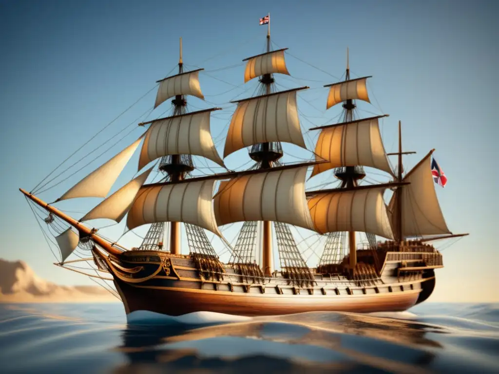 HMS Beagle: Barco vintage en aguas azules Explorando el Diseño del HMS Beagle, el Barco de Darwin en aguas claras y tranquilas, con detalles vintage, navegantes y aventura