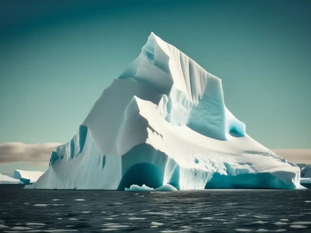 Majestuoso iceberg en el océano Antártico con tecnología satelital en expediciones geográficas