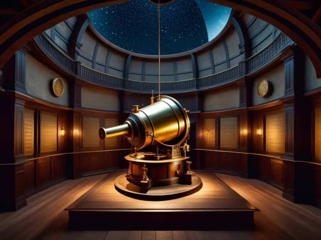 Observatorio del siglo XVI con telescopio antiguo y descubrimientos astronómicos