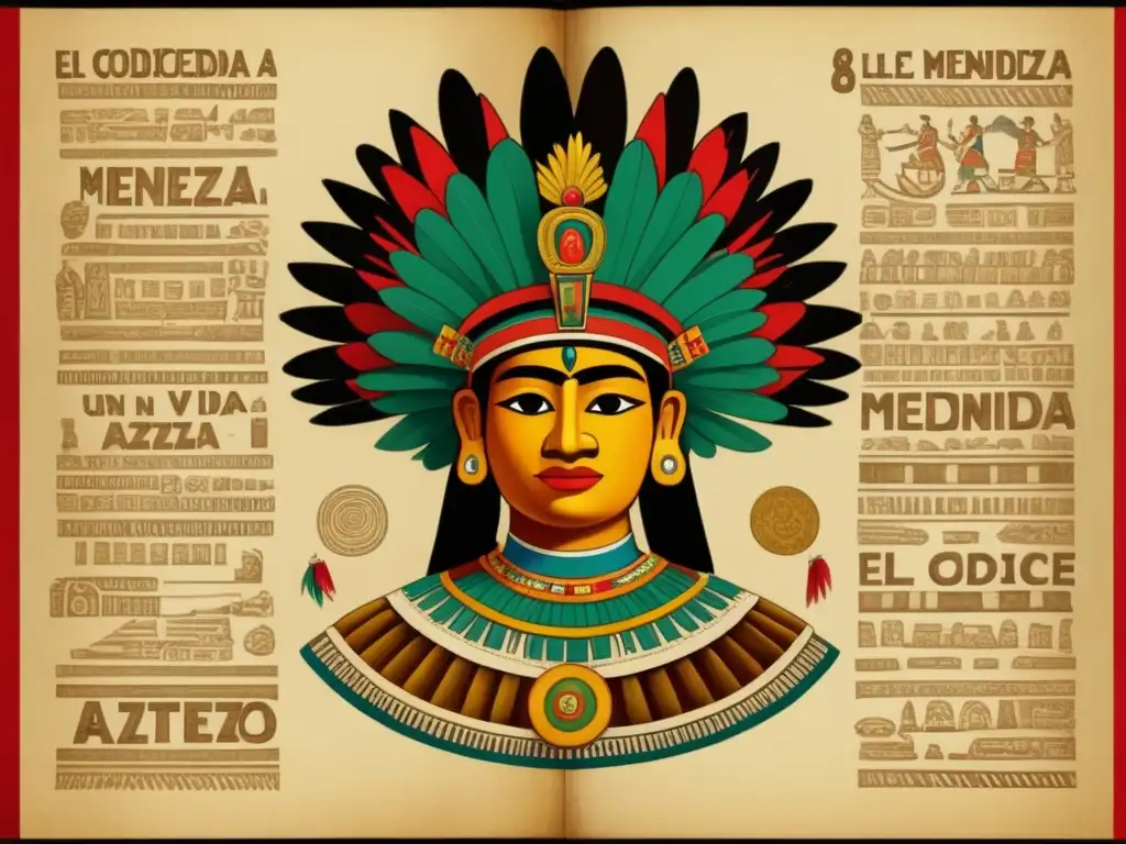 Ilustración vintage del Códice Mendoza: Un vistazo a la vida de los aztecas