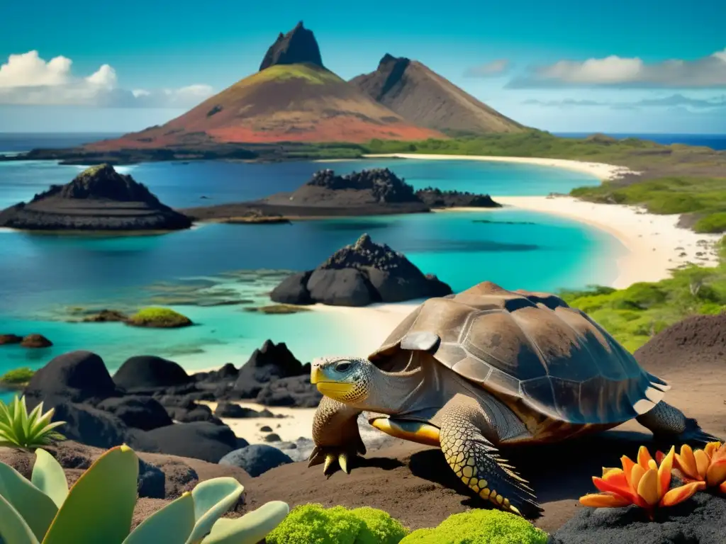 Isla Galápagos: belleza única, flora, fauna y biodiversidad en un paisaje volcánico vintage