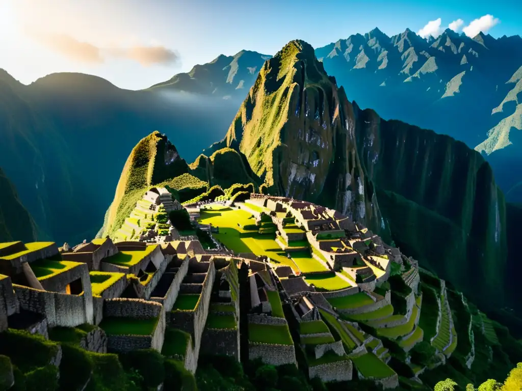 Descubrimiento de Machu Picchu: Imagen 8k cautivadora muestra la belleza de la antigua ciudadela inca rodeada de montañas verdes y nubes misteriosas