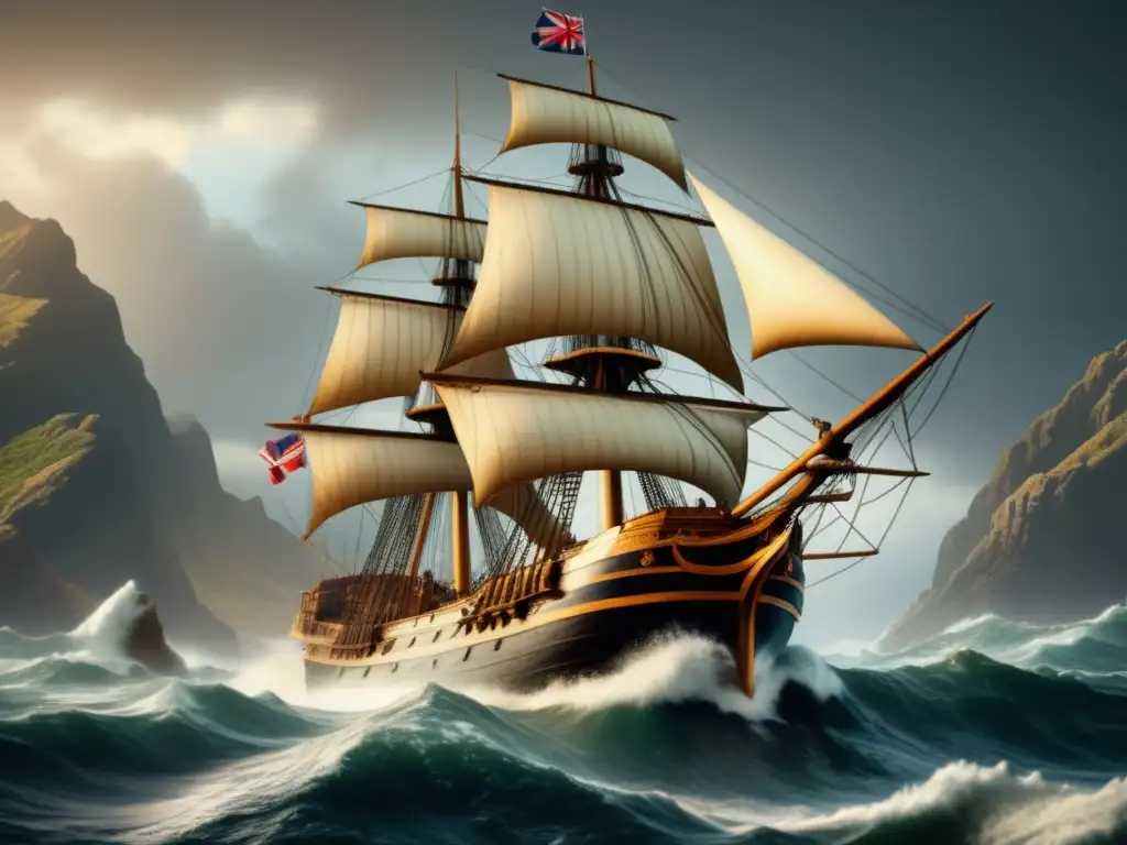 Ilustración vintage del HMS Beagle navegando en mares agitados Explorando el diseño del HMS Beagle, el barco de Darwin | Ilustración vintage del HMS Beagle navegando en aguas turbulentas