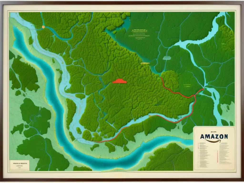 Mapa vintage Amazonas con expedición de Ursúa y la leyenda de El Dorado