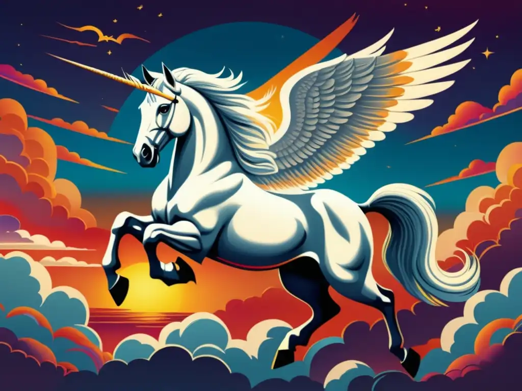 Mito de Pegaso en el cielo: majestuoso y radiante