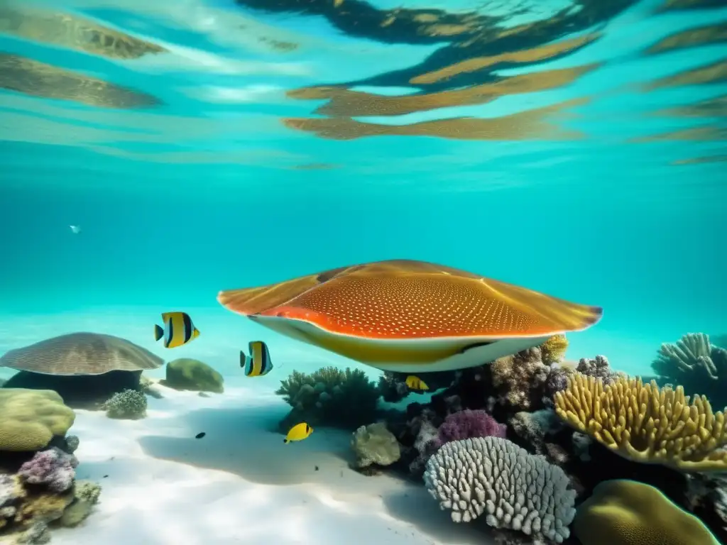 Explorando sin destruir: Imagen de escena submarina vibrante en Reserva Sian Ka'an, con arrecifes de coral coloridos y vida marina diversa