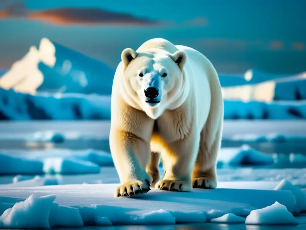 Excepcional imagen de exploración polar con oso polar, pingüinos y paisaje glaciar