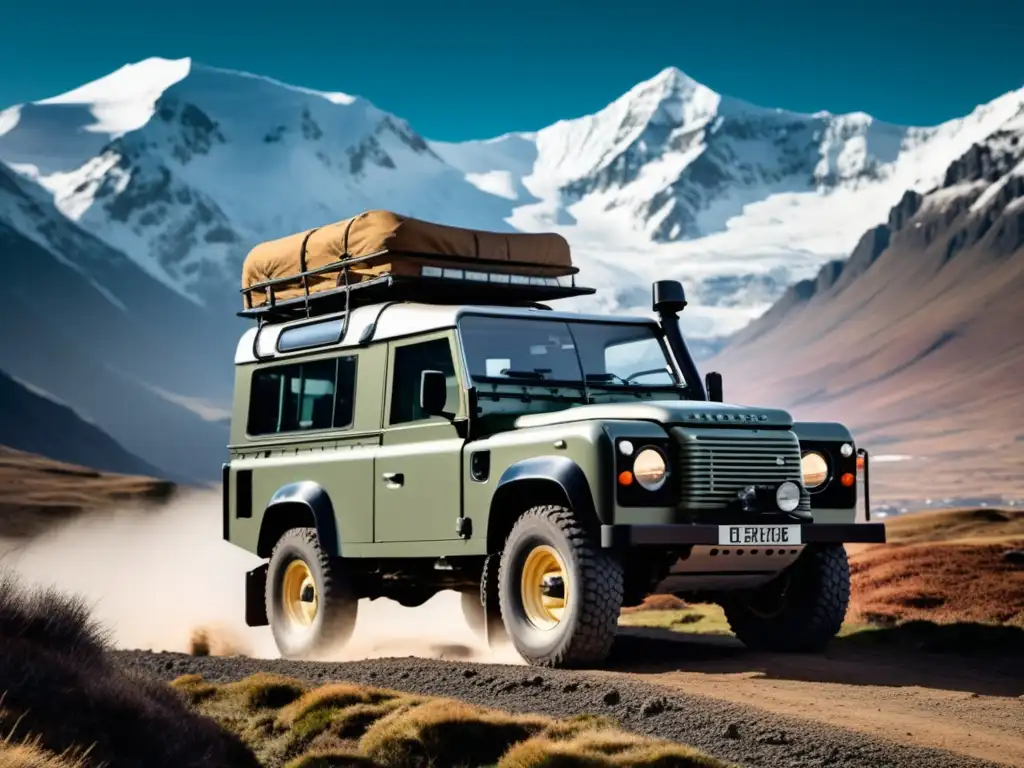 Vehículo histórico: Land Rover Defender en terreno montañoso