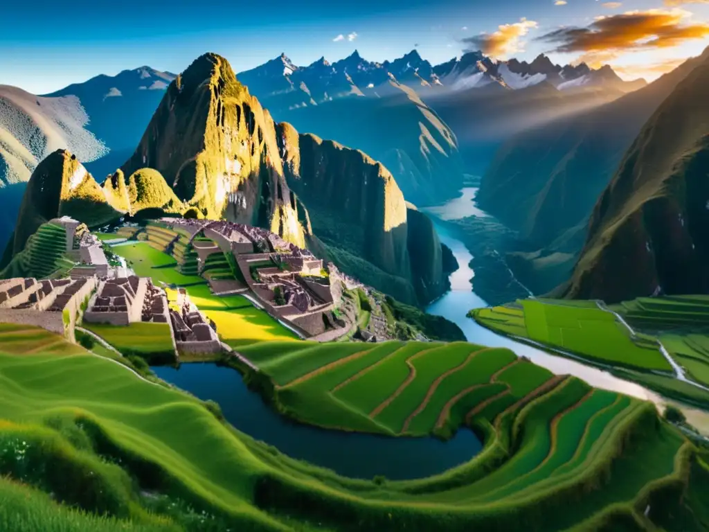 Paisaje antiguo de Perú: Montañas majestuosas, valles verdes y ciudad Inca - Perú antes y después de Pizarro