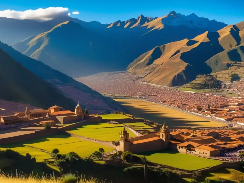 Pizarro llega a Cuzco, capital del imperio Inca, con el Templo del Sol al fondo