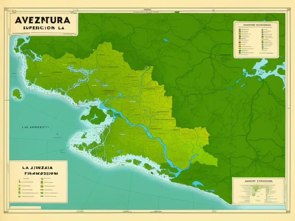 Mapa antiguo expedición Fawcett Amazonas