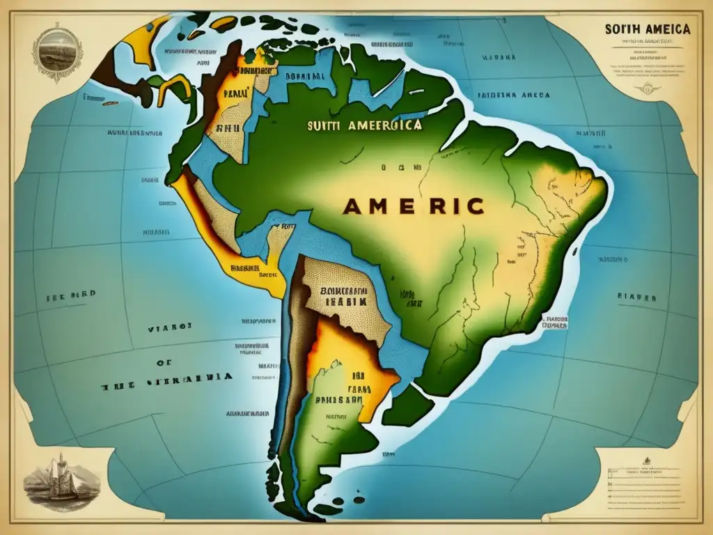 Mapa antiguo de Sudamérica: Viaje de Alonso de Ojeda al norte desconocido