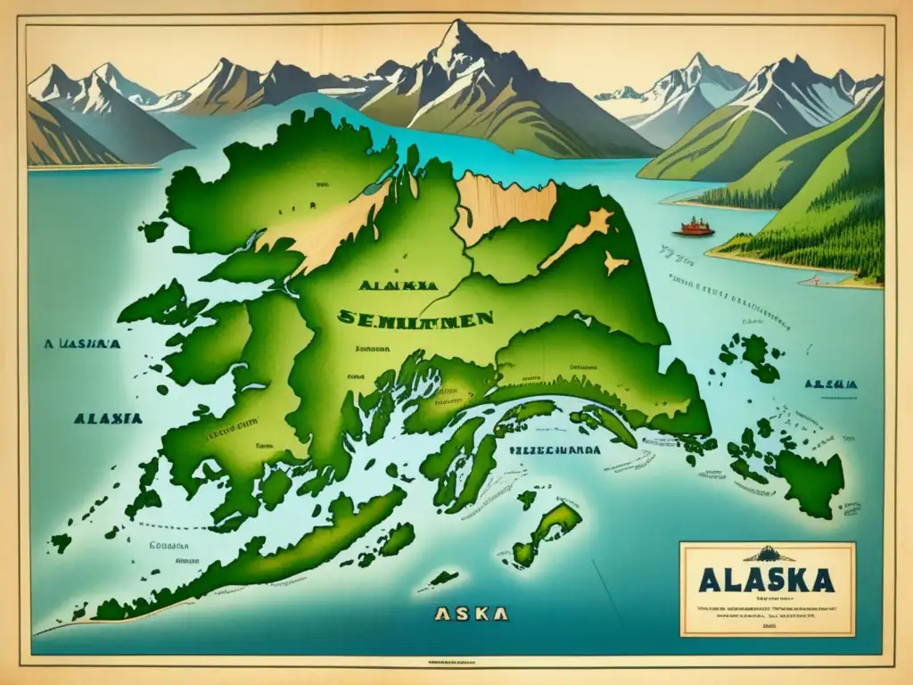 Mapa antiguo de Alaska con asentamiento ruso y comunidades indígenas - A la sombra de un gigante: Aleksandr Baranov y su exploración de Alaska