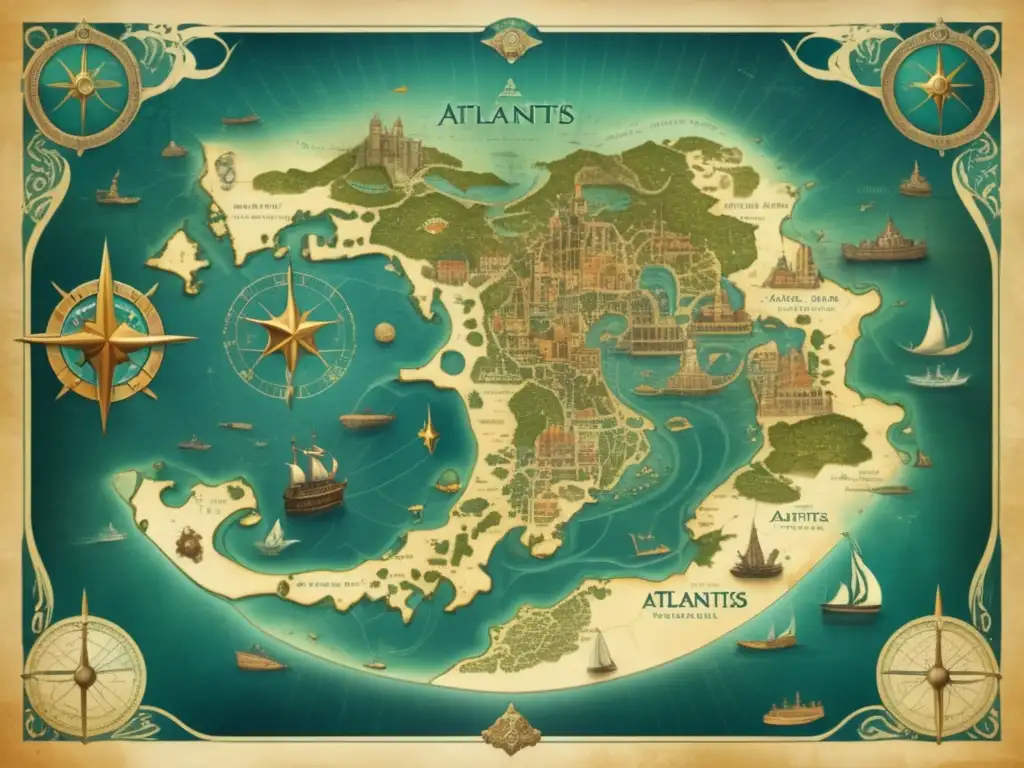 Mapa antiguo de Atlantis, descubrimiento de Atlantis