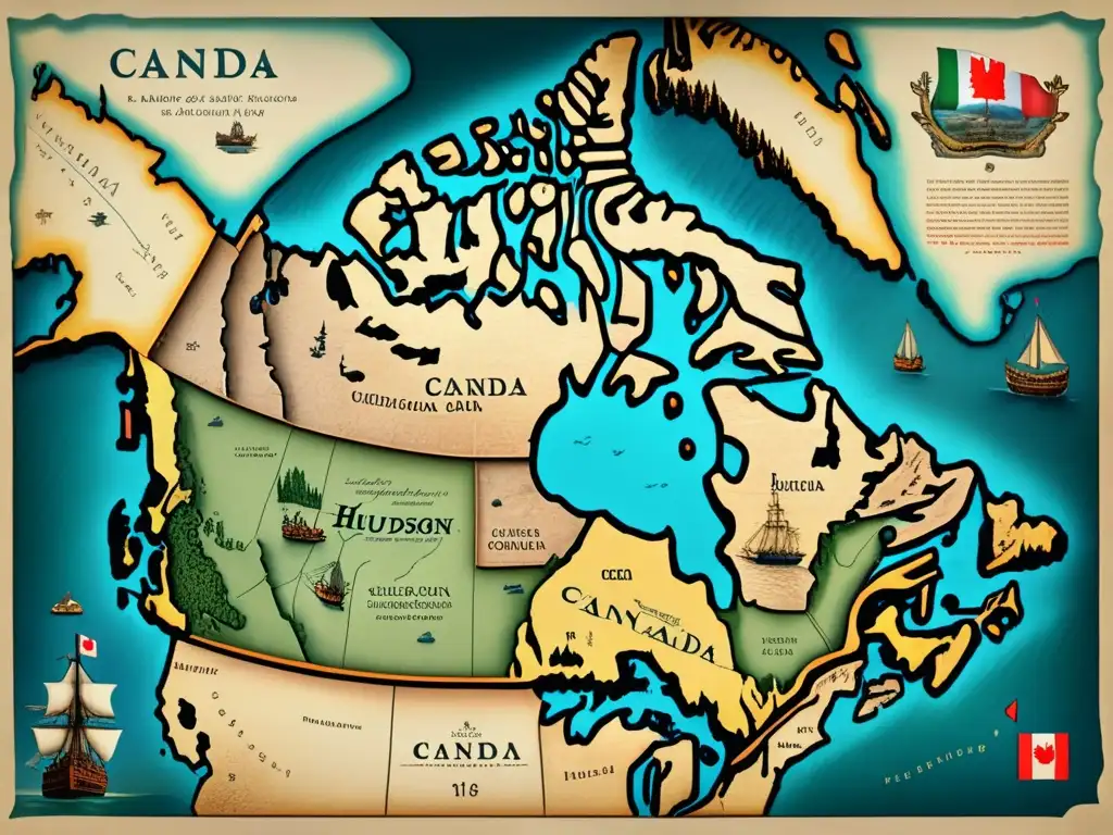 Mapa vintage de Canadá del siglo XVII: El viaje de Hudson que cambió Canadá