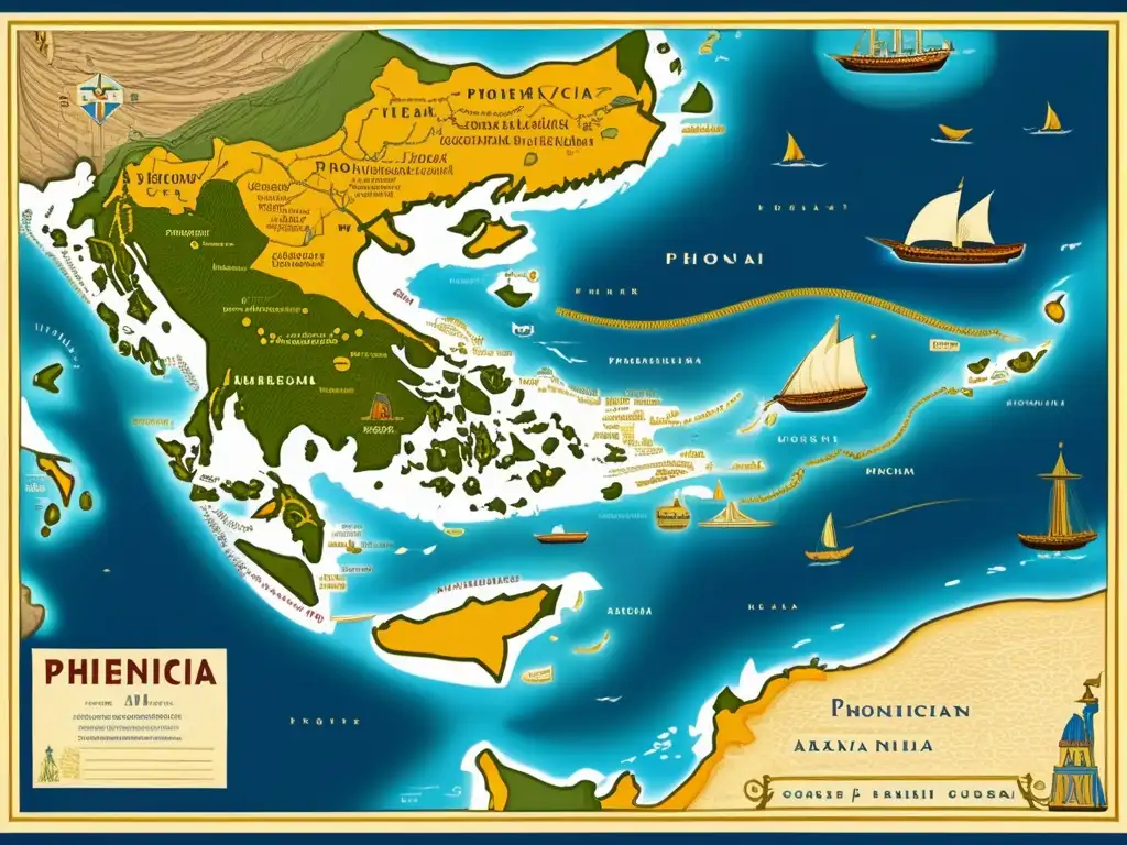 Mapa detallado de las expediciones fenicias