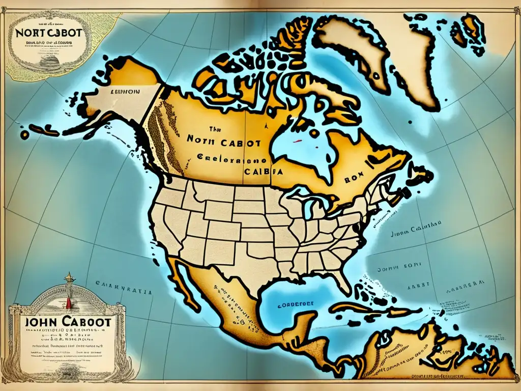 Mapa vintage de América del Norte: El legado inconfundible de John Cabot en la exploración