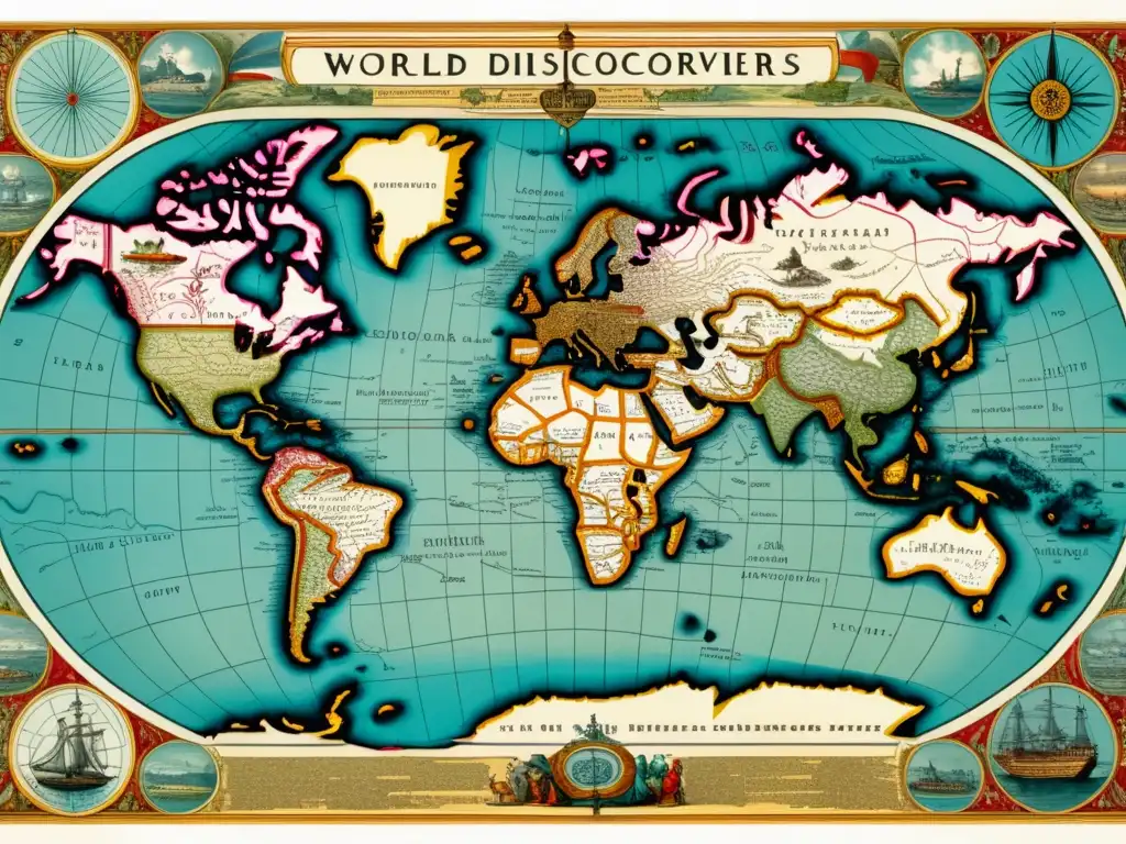 Mapa antiguo de la carrera por la exploración del mundo: Rivalidades y conflictos en la Era de los Descubrimientos