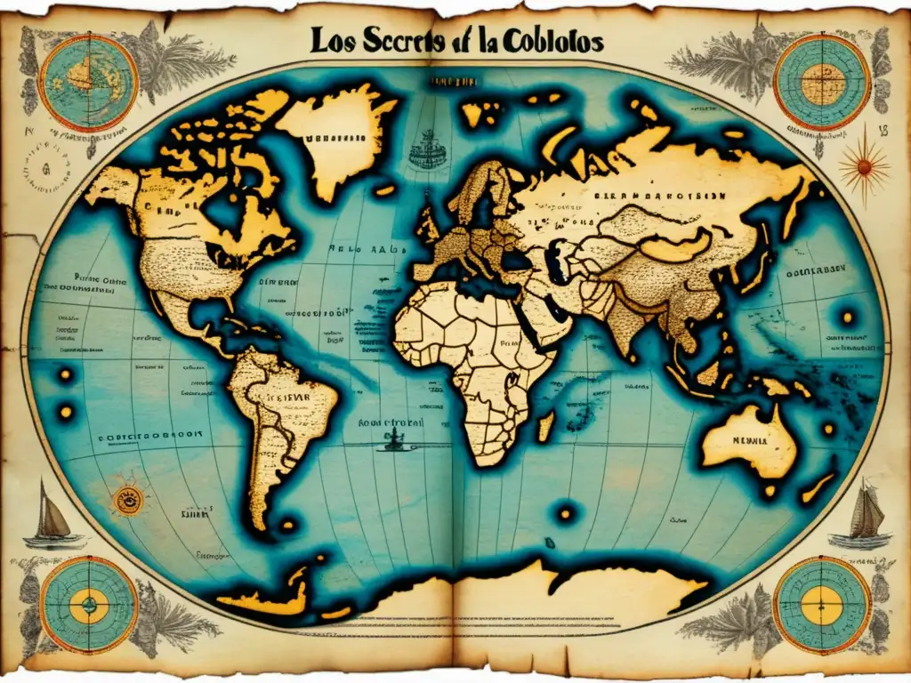 Mapa antiguo de la expedición de Colón: Descubriendo el Nuevo Mundo