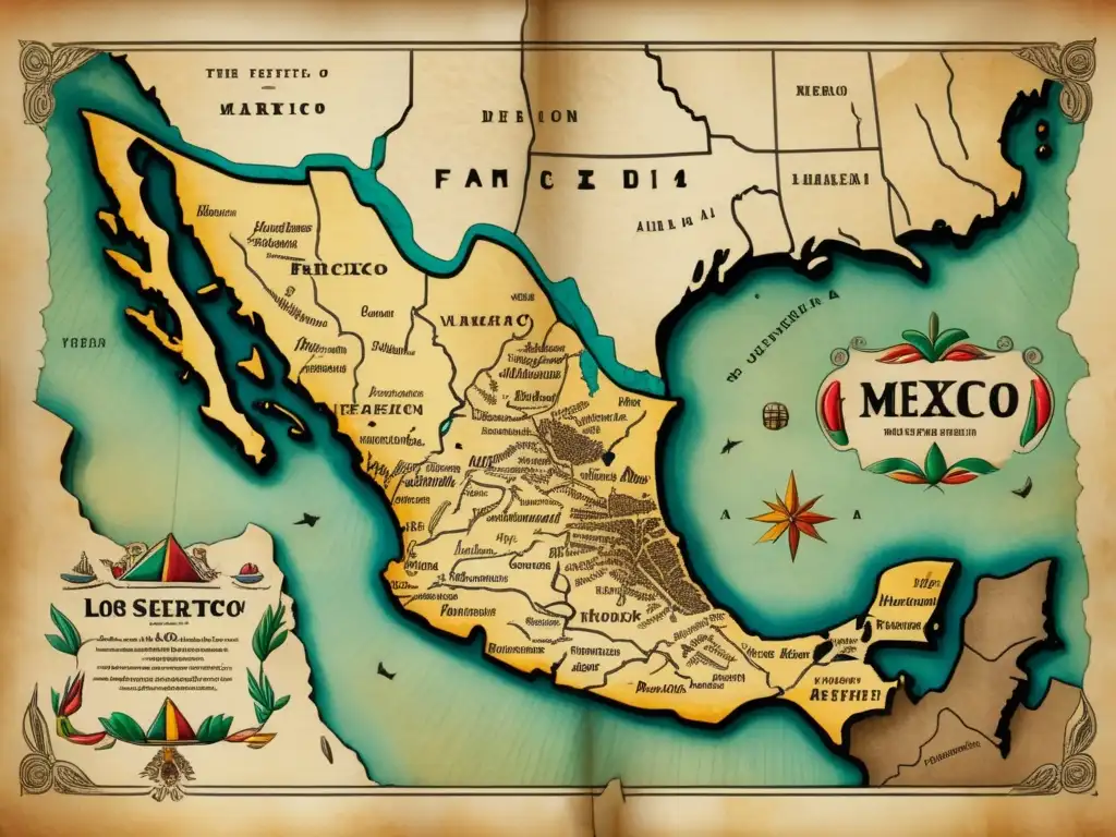 Mapa antiguo de México: Expedición de Francisco de Ibarra al Norte