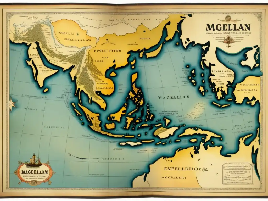 Mapa detallado del viaje de Magallanes: Un relato intrigante de coraje y determinación