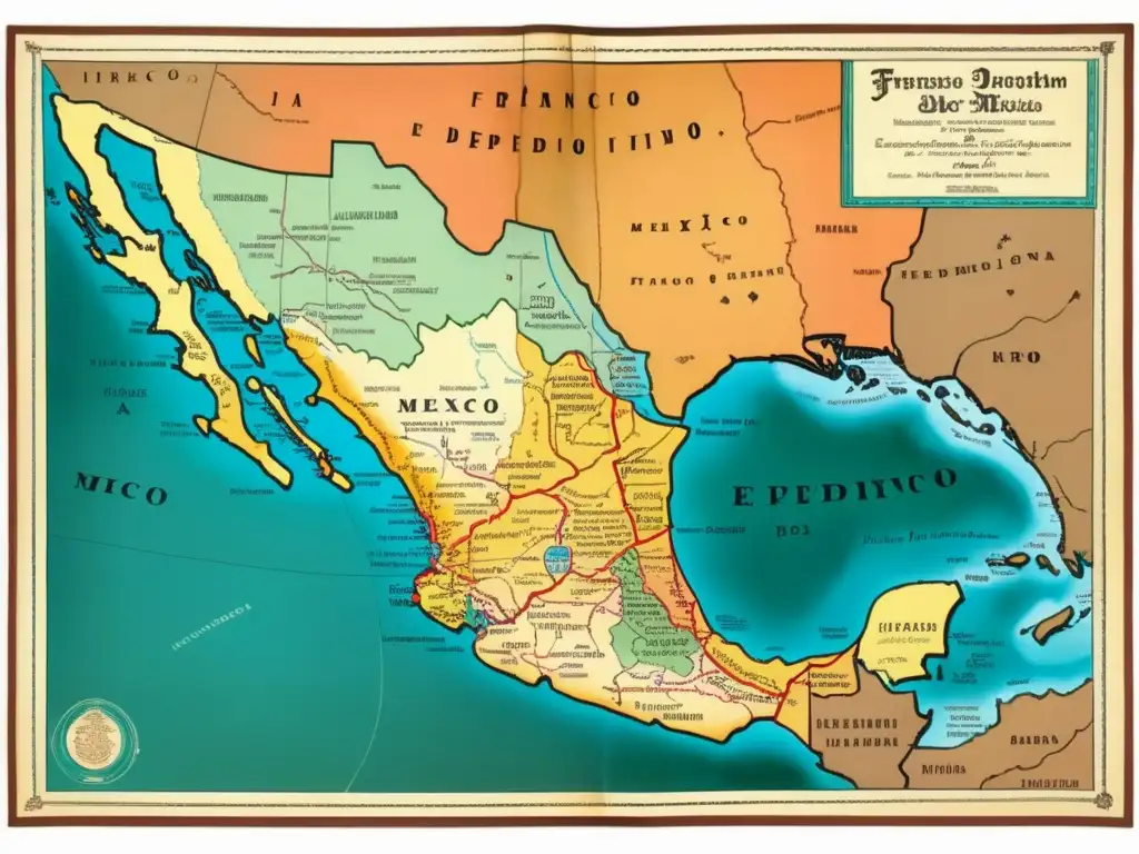 La Fascinante Historia de la Exploración de Francisco de Ibarra al Norte de México: mapa vintage detallado con rutas, tribus indígenas y expedición