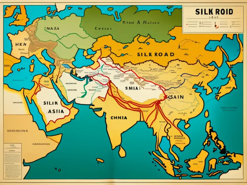 Mapa Vintage de la Ruta de la Seda - Xuanzang y la travesía épica