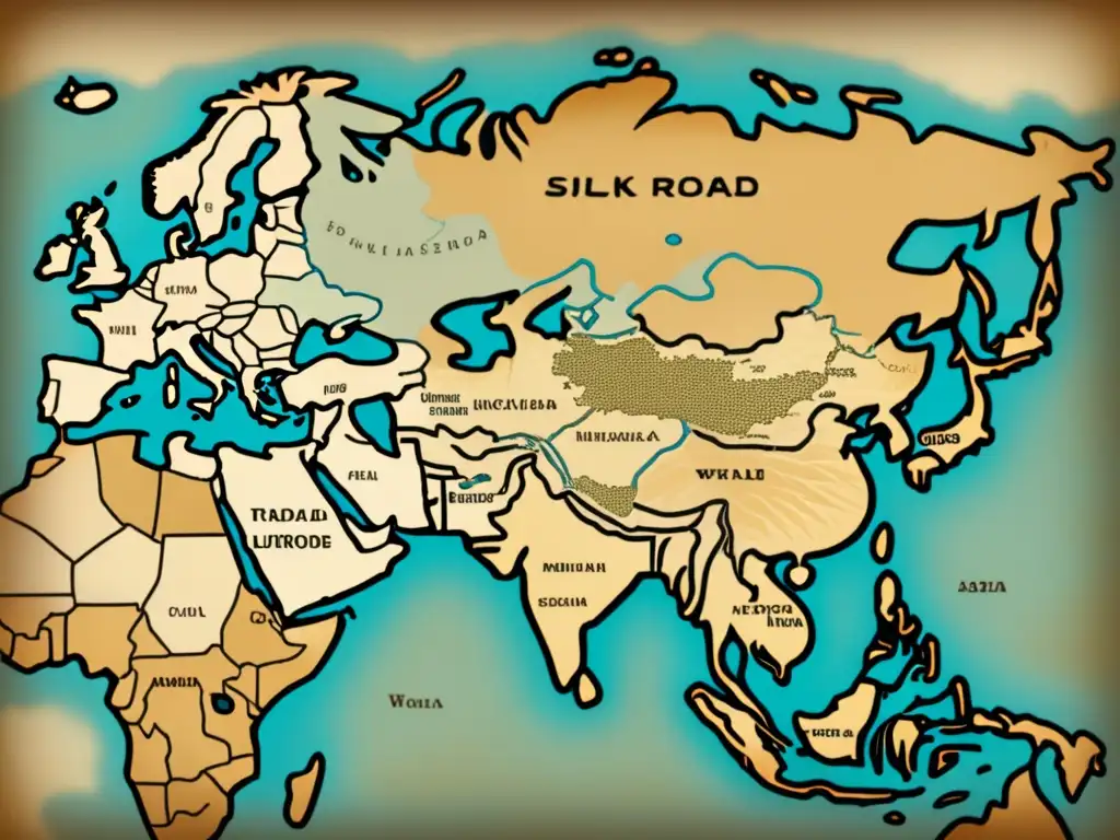 Mapa vintage de la Ruta de la Seda - La Gran Aventura de los Descubridores de la Ruta del Seda