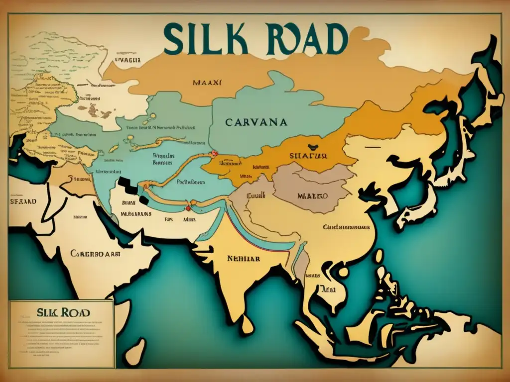 Mapa vintage Ruta de la Seda: legado de Marco Polo, cambió nuestra percepción del Oriente