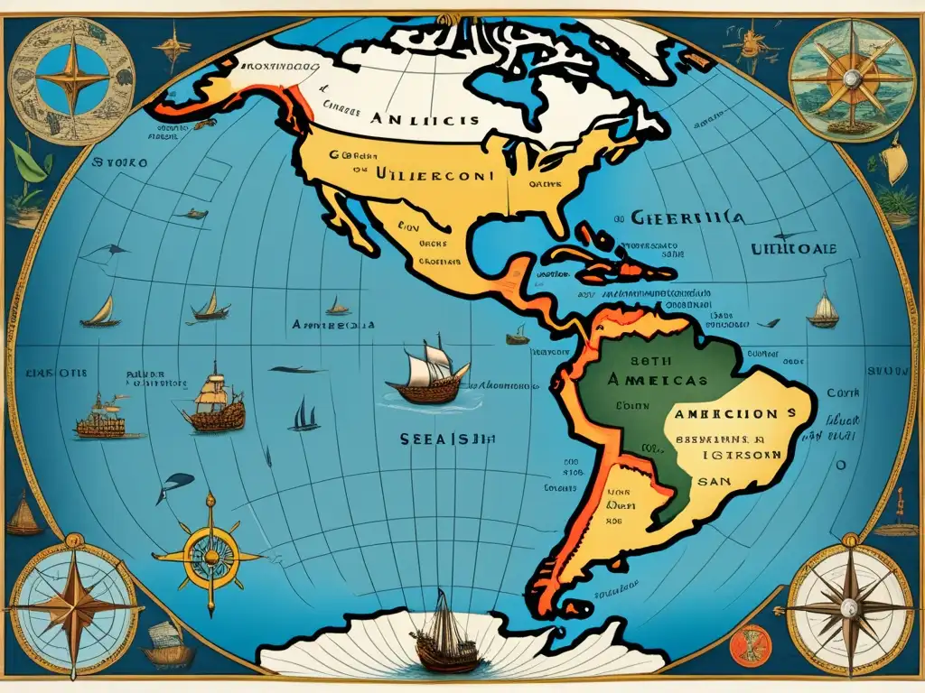 Mapa antiguo de las Américas del siglo XVI: Retos de expedición de Hernando de Soto