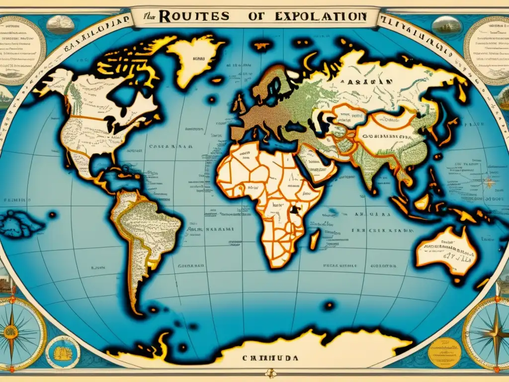 Mapa detallado de los Descubrimientos que Alimentaron la Revolución Industrial