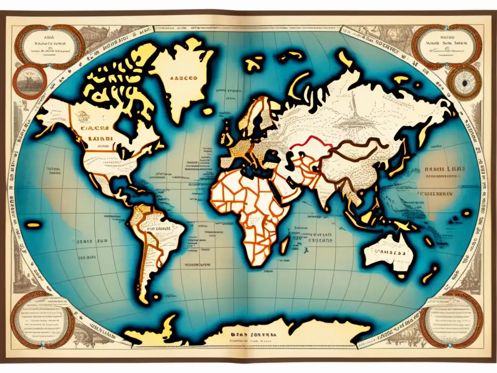 Mapa vintage ruta Vasco da Gama: exploración, comercio y economía europea