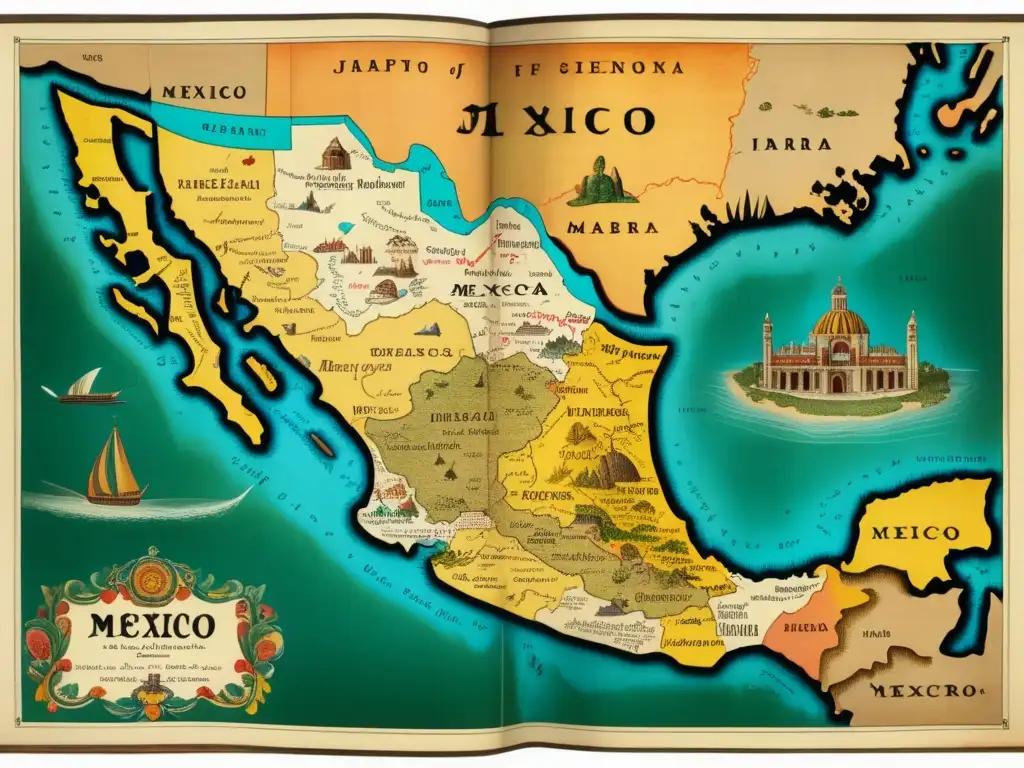 Mapa detallado de México del siglo XVI explorado por Francisco de Ibarra