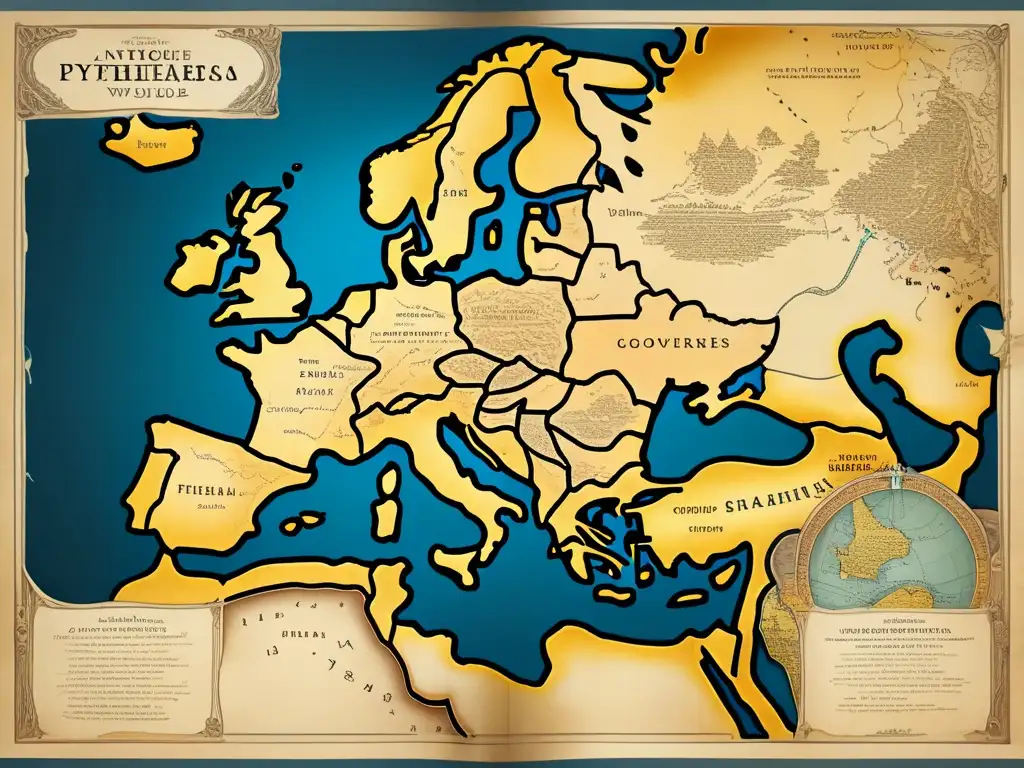 Mapa antiguo de la ruta de Pytheas a las Islas Británicas: historia y aventura del explorador